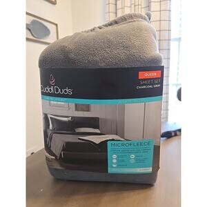Cuddl Duds Microfleece Sheet Set - Queen CHARCOAL GRAY XDeep up to 17"